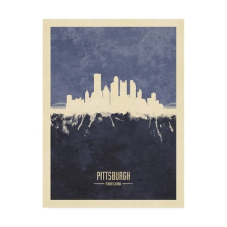 Michael Tompsett 'Pittsburgh Pennsylvania Skyline Navy' Canvas Art,35x47